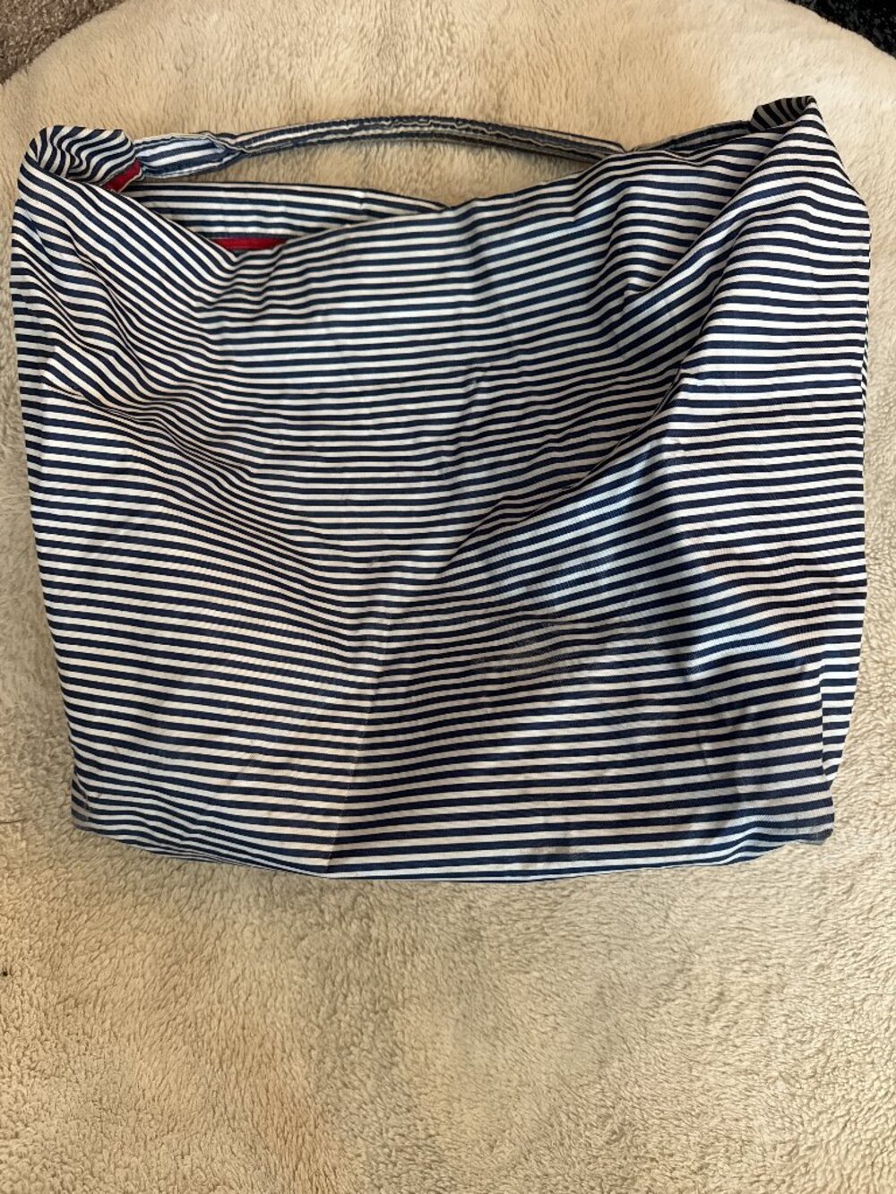 Striped Navy and White Tote Bag